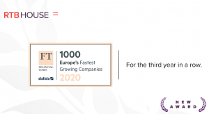 RTB House: locul 23 in Europa, la categoria tech, in topul FT 1000 (dedicat companiilor cu cea mai rapida dezvoltare)