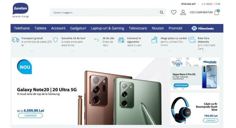 EuroGsm.ro: crestere a comenzilor online de 40% YoY, in august 2020