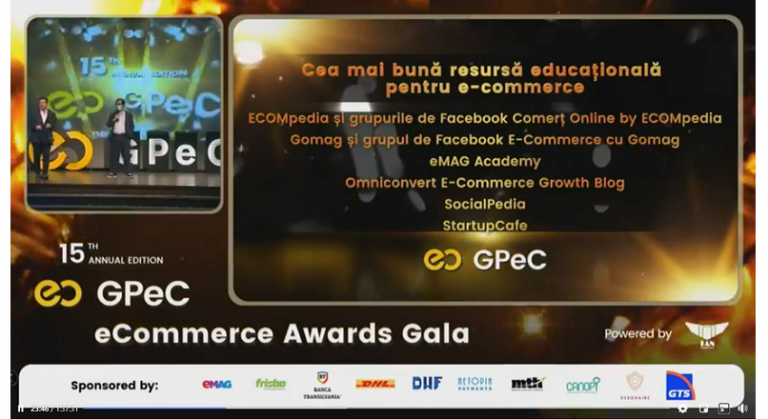ECOMpedia a fost premiata la Gala Premiilor eCommerce (GPeC SUMMIT Online)