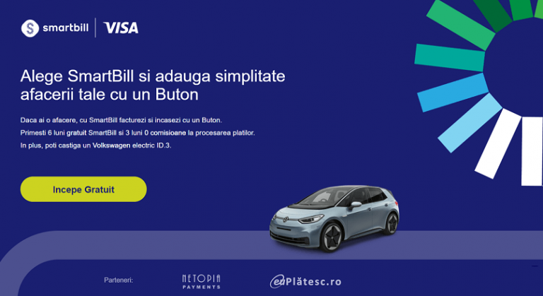 NETOPIA Payments, SmartBill si Visa, parteneriat pentru IMM-uri: Butonul de plata, direct in factura