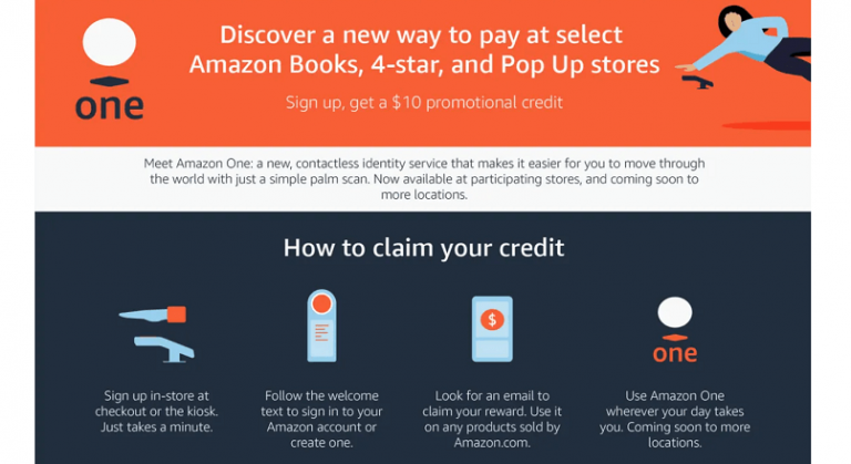 Amazon da americanilor 10 $ pentru a le obtine amprenta palmara