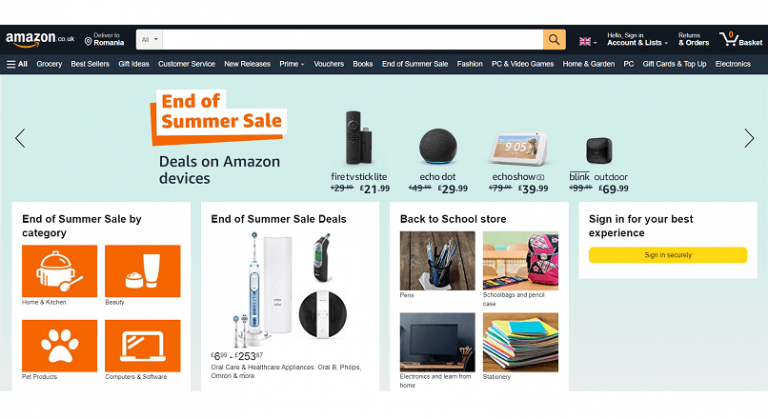 Marea Britanie: 5,5% din vanzarile cu amanuntul se fac pe Amazon.co.uk