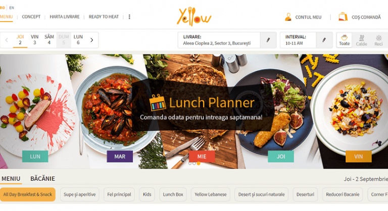 Restaurantul online Yellow.Menu a lansat meniul planificat pe 10 zile in avans