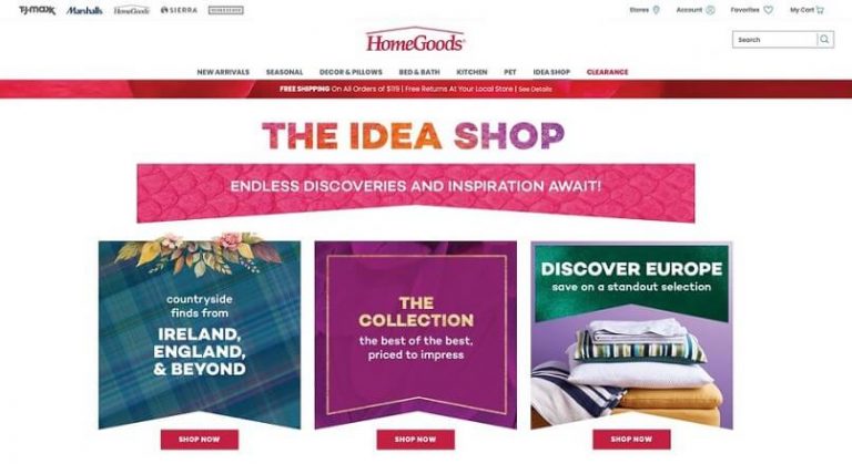 Dupa 820 de magazine fizice, HomeGoods si-a lansat si site online