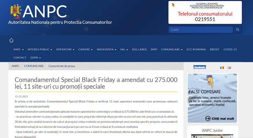 11 magazine online, amendate de Comandamentul Special Black Friday (ANPC), cu 275.000 de lei