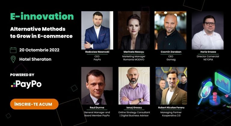 PayPo va invita la E-Innovation (20 octombrie 2022), eveniment dedicat metodelor alternative de crestere in e-commerce