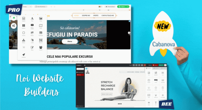 Platforme creare site: Cabanova lanseaza 2 sitebuildere revolutionare, PRO si BEE