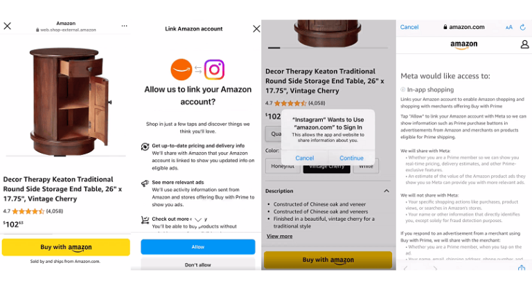 Meta si Amazon au lansat un instrument de shopping in-app pe Facebook si Instagram