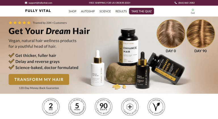 FullyVital.com mizeaza pe abonamente online, pentru a combate caderea parului