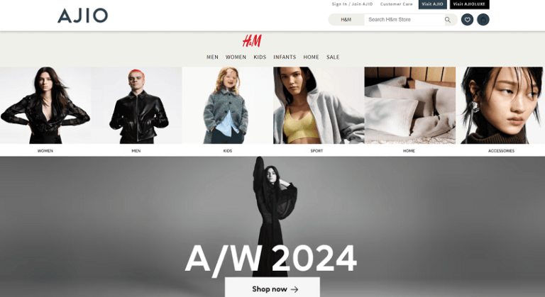H&M vinde online in India si pe platforma e-commerce AJIO.com