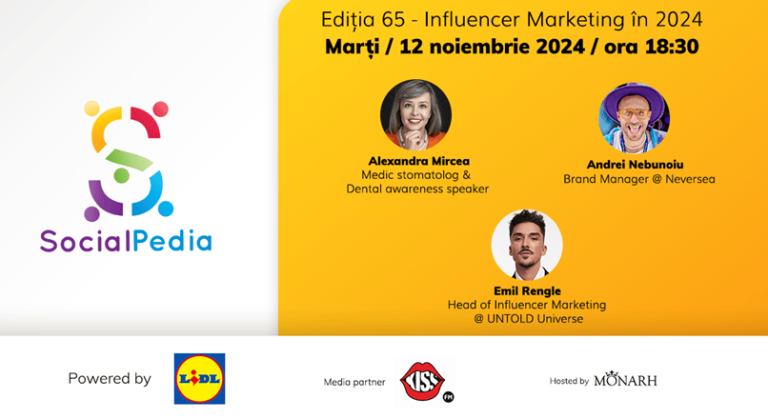 SocialPedia 65: Totul despre influencer marketing in 2024, cu Dr. Alexandra Mircea, Andrei Nebunoiu si Emil Rengle