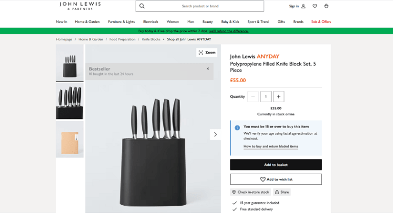 John Lewis verifica via AI varsta clientilor care cumpara cutite online