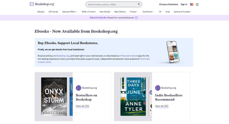 SUA: Bookshop.org ajuta librariile independente sa vanda si e-books pe Internet