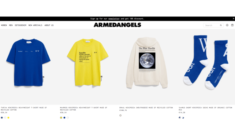 Idee de promovare: Wikipedia vinde online produse branduite, pe Armedangels.com